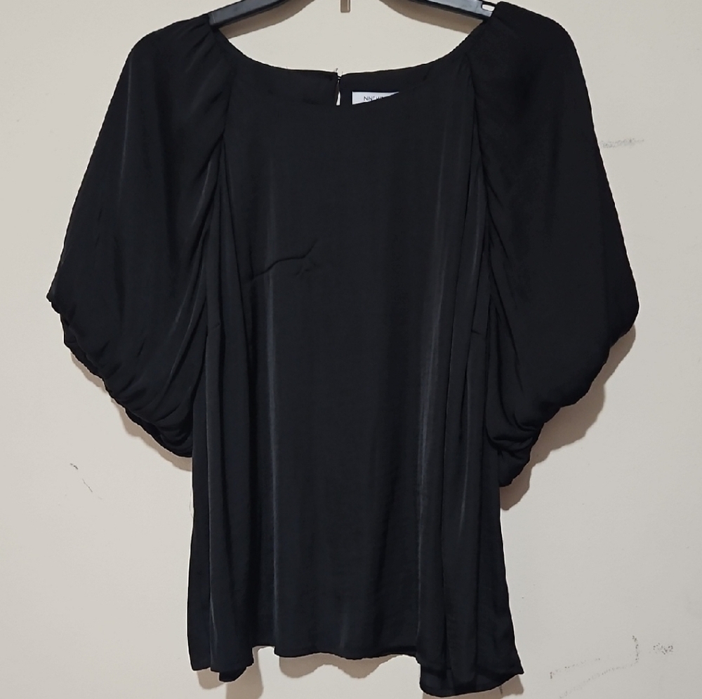 EUC Nine West Black Blouse with Puff Sleeves